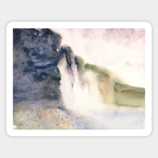 Tundra Falls Watercolor Painting Sticker